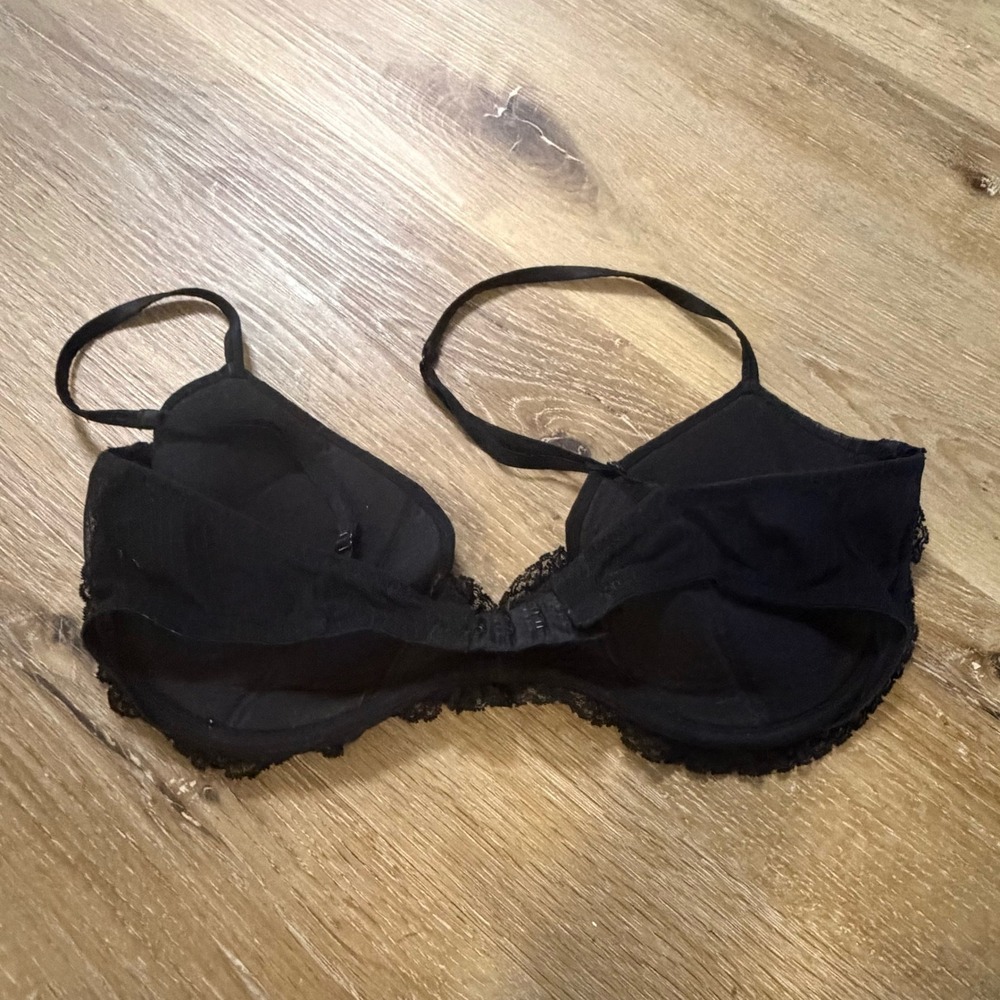 La Perla Black Label Bra Black Lace Trim Underwire Made in Italy Sz 3